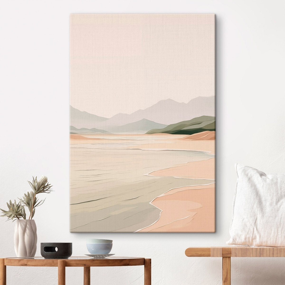 Minimalista tengerpart hegyekkel — lakásbelső 1