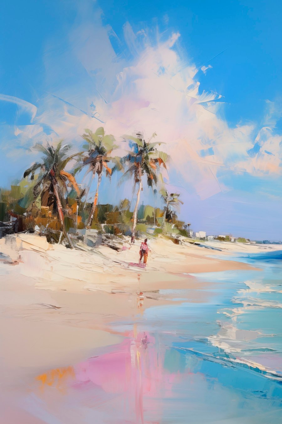 Absztrakt pálmás strand — teljes motívum