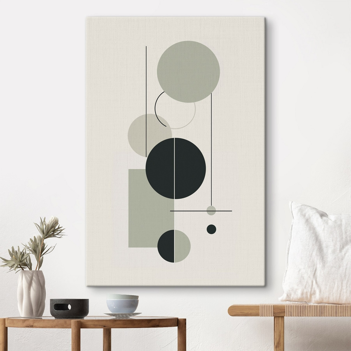 Minimalista geometrikus absztrakció — lakásbelső 1