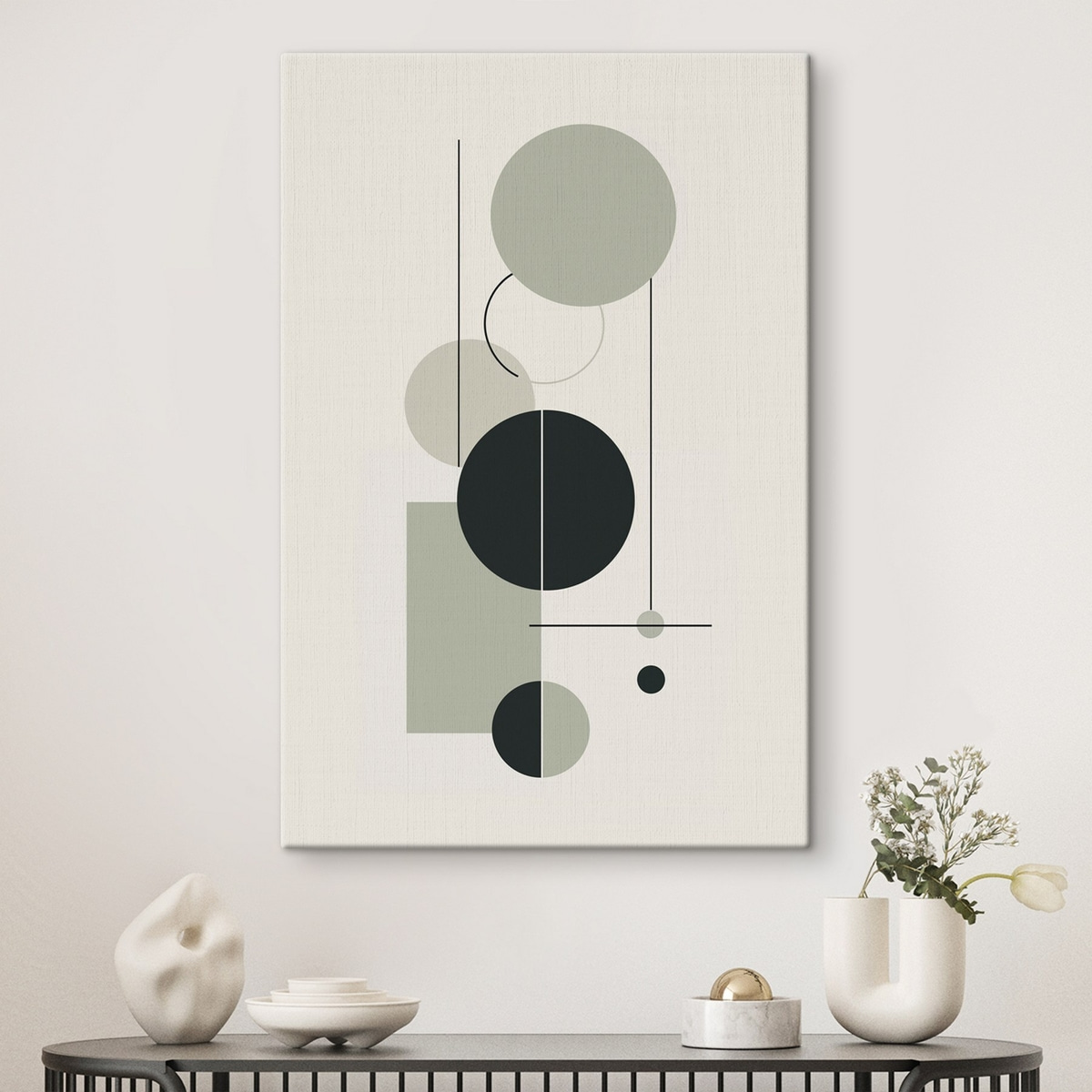 Minimalista geometrikus absztrakció — lakásbelső 2