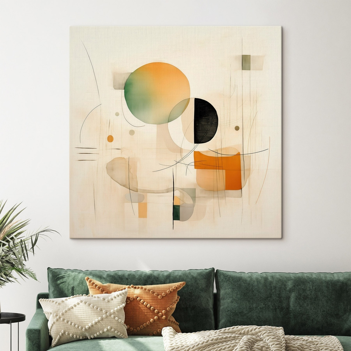 Geometrikus hangsúlyok lágy színekben — lakásbelső 1