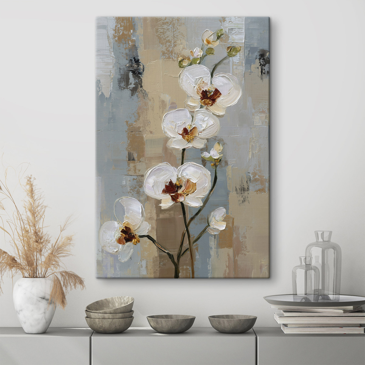 Fehér orchideavirágok — lakásbelső 1