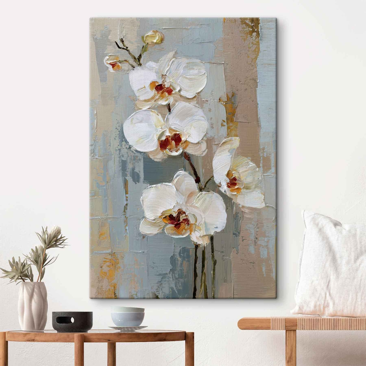 Fehér orchideavirágok — lakásbelső 1