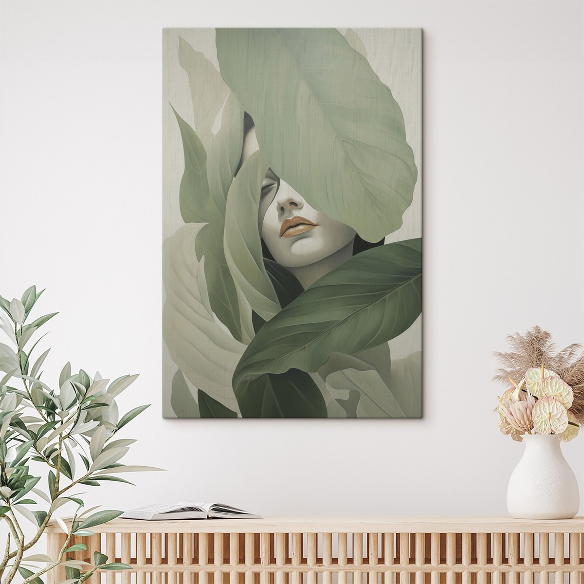 Szürrealista lány lombok között — lakásbelső 2