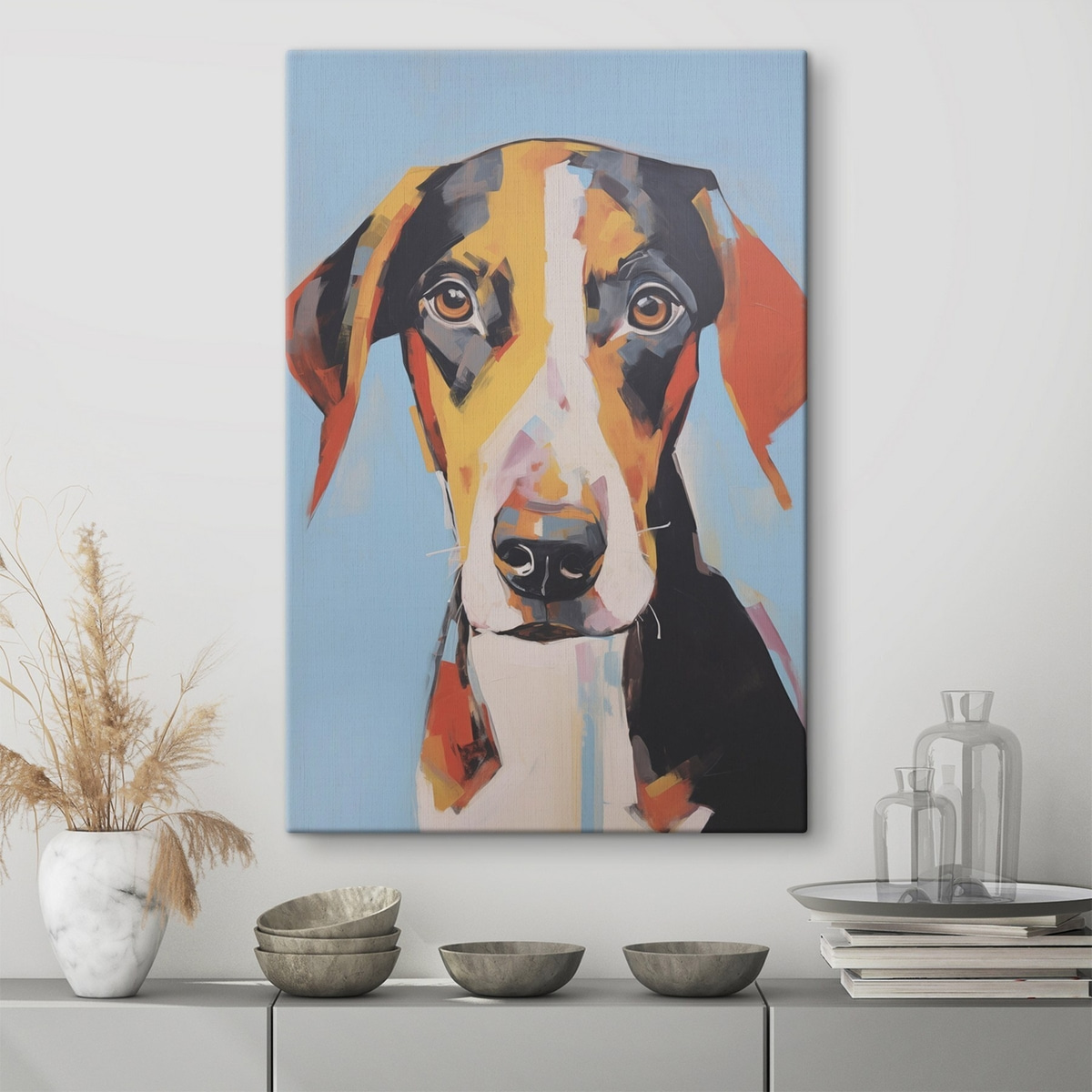 Kutyaportré festményhatással — lakásbelső 1
