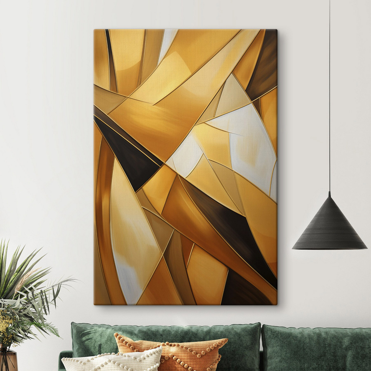 Narancssárga geometrikus formák — lakásbelső 1