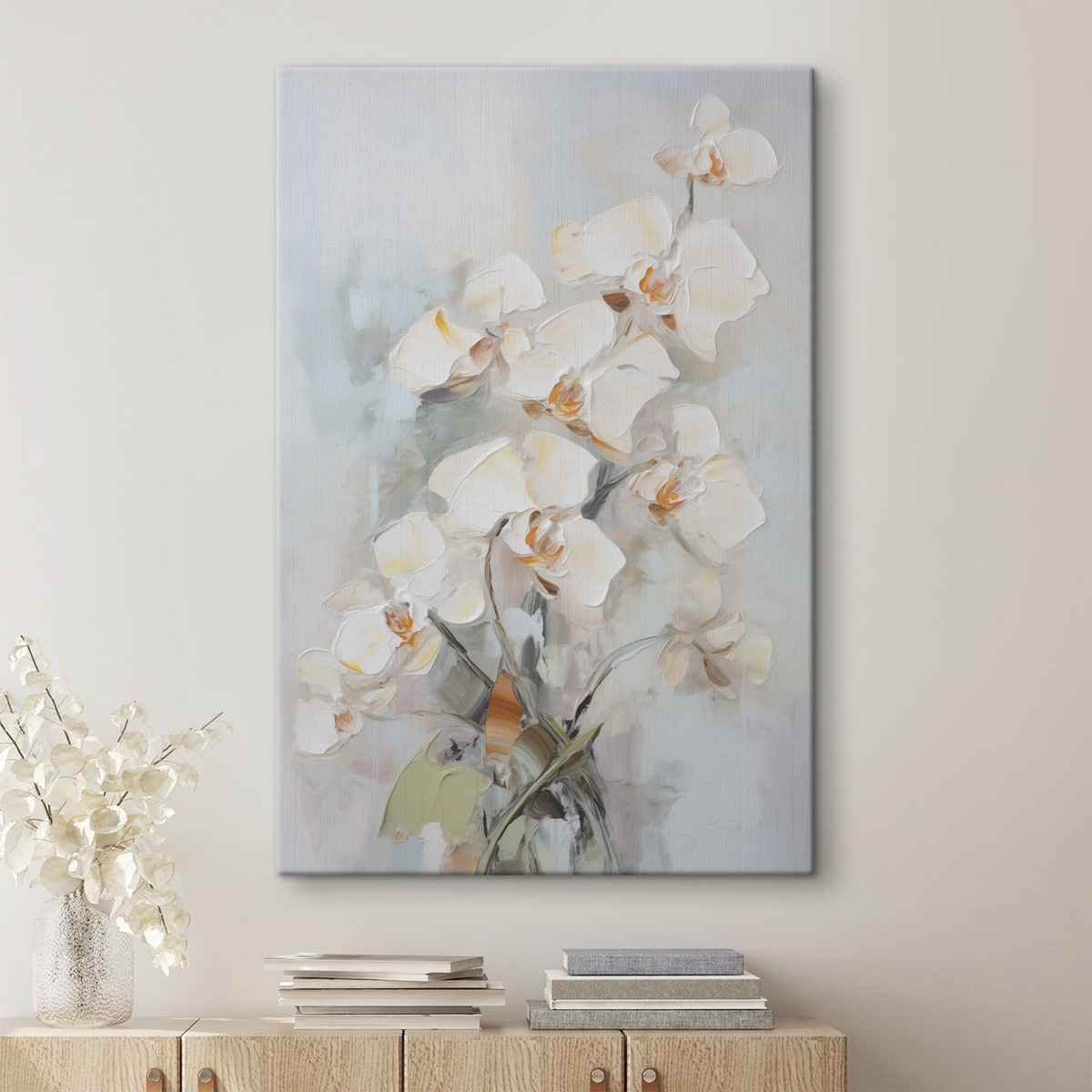 Orchideaág festményhatással — lakásbelső 2