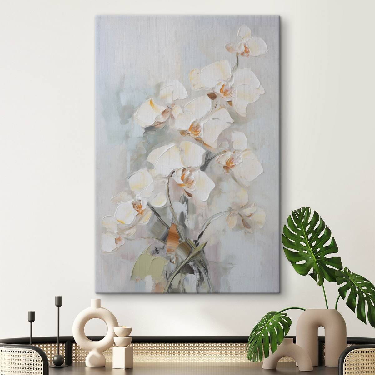 Orchideaág festményhatással — lakásbelső 1