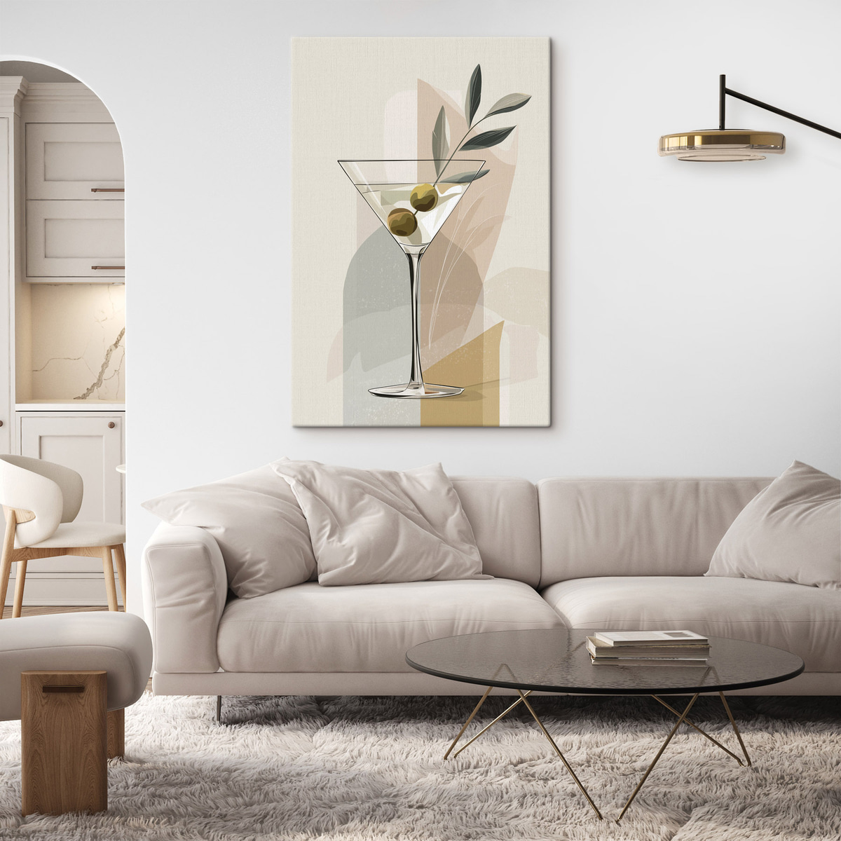 Minimalista váza ággal egy belső térben