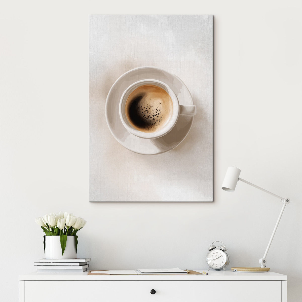 Espresso felülnézetből egy belső térben