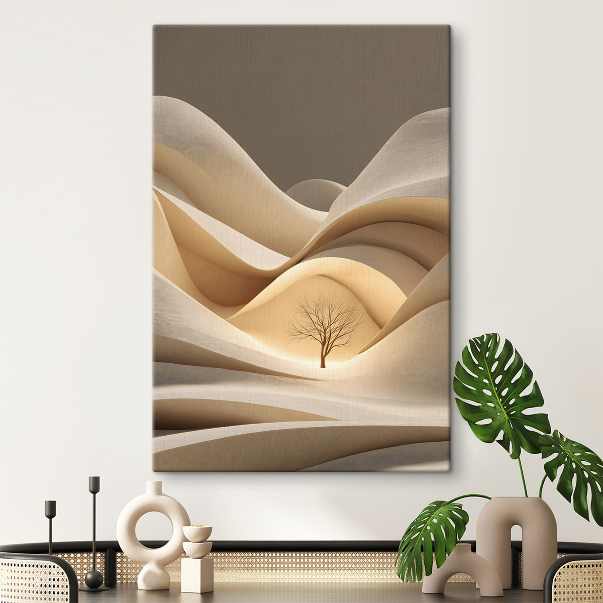 Szürrealista táj fával — lakásbelső 1