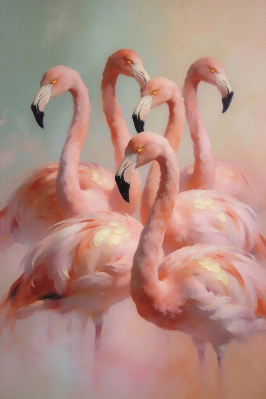 Rózsaszín flamingók pasztellben — teljes motívum