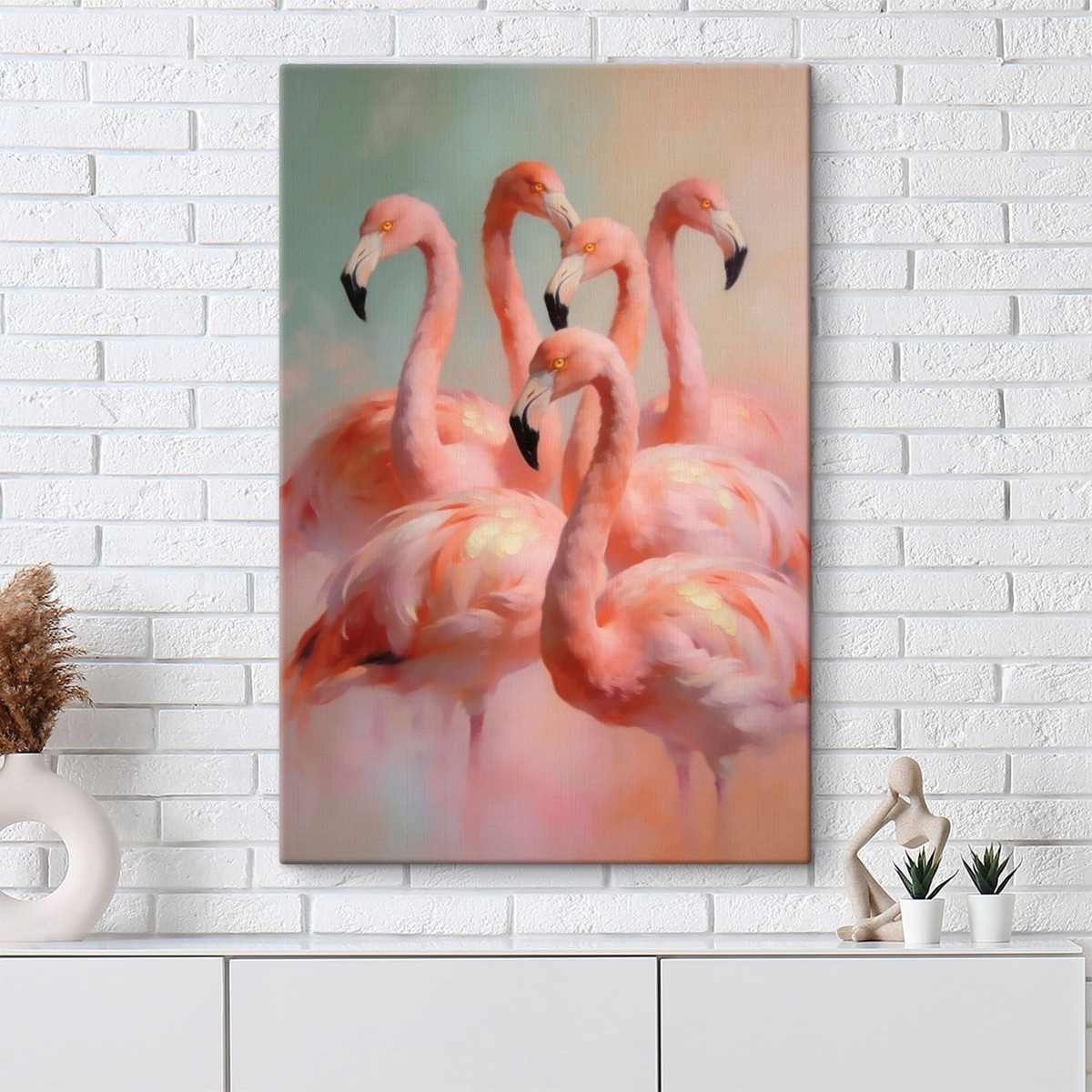 Rózsaszín flamingók pasztellben — lakásbelső 1