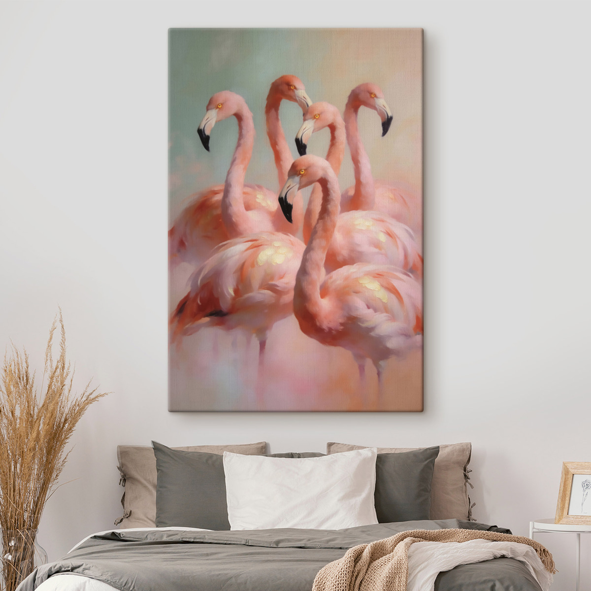 Rózsaszín flamingók pasztellben — lakásbelső 2