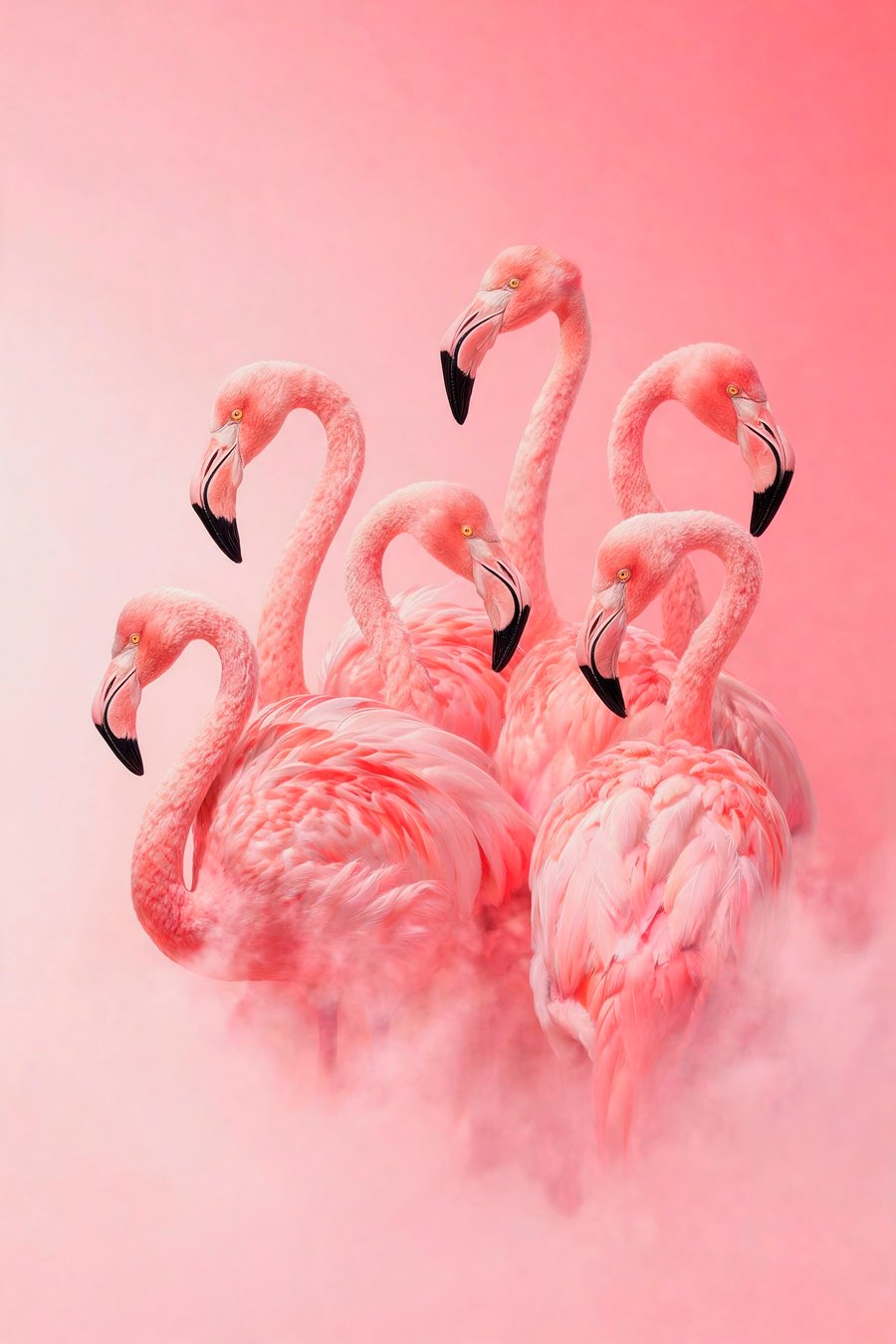 Flamingók könnyű ködben — teljes motívum