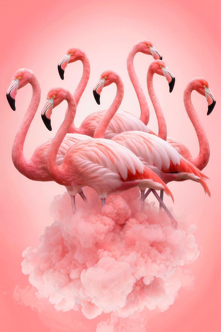 Flamingók rózsaszín felhőn — teljes motívum