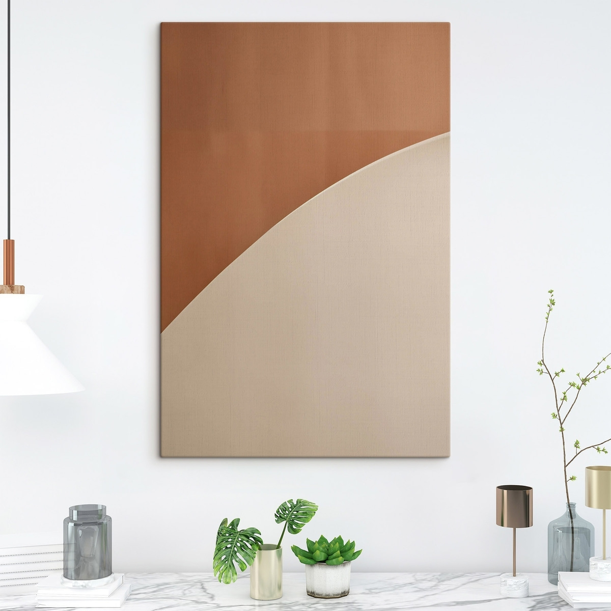 Geometrikus terrakotta ív — lakásbelső 1