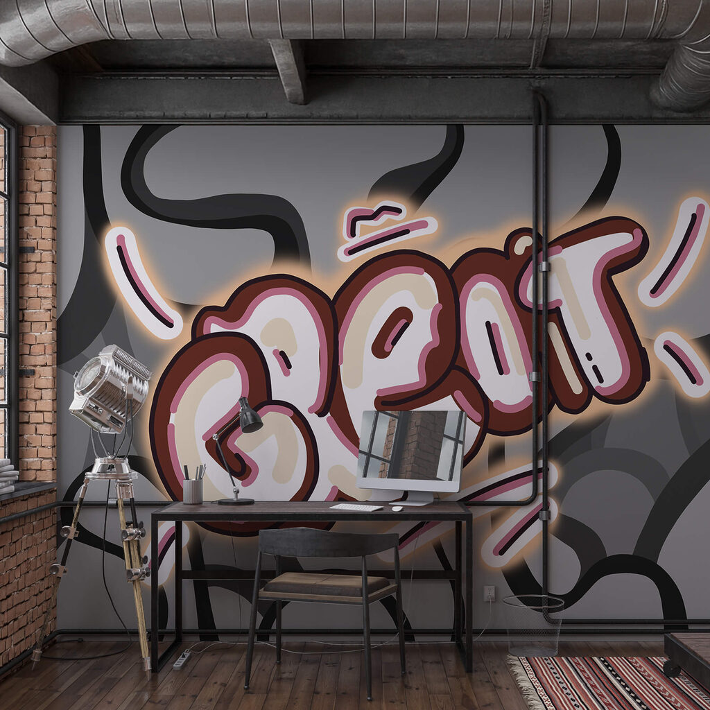 Nagy graffitifelirat — lakásbelső 2