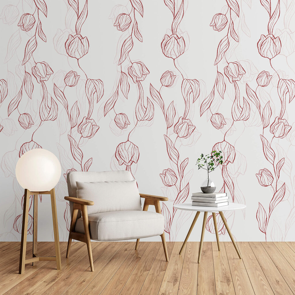 Tulipánok finom körvonalakkal — lakásbelső 2