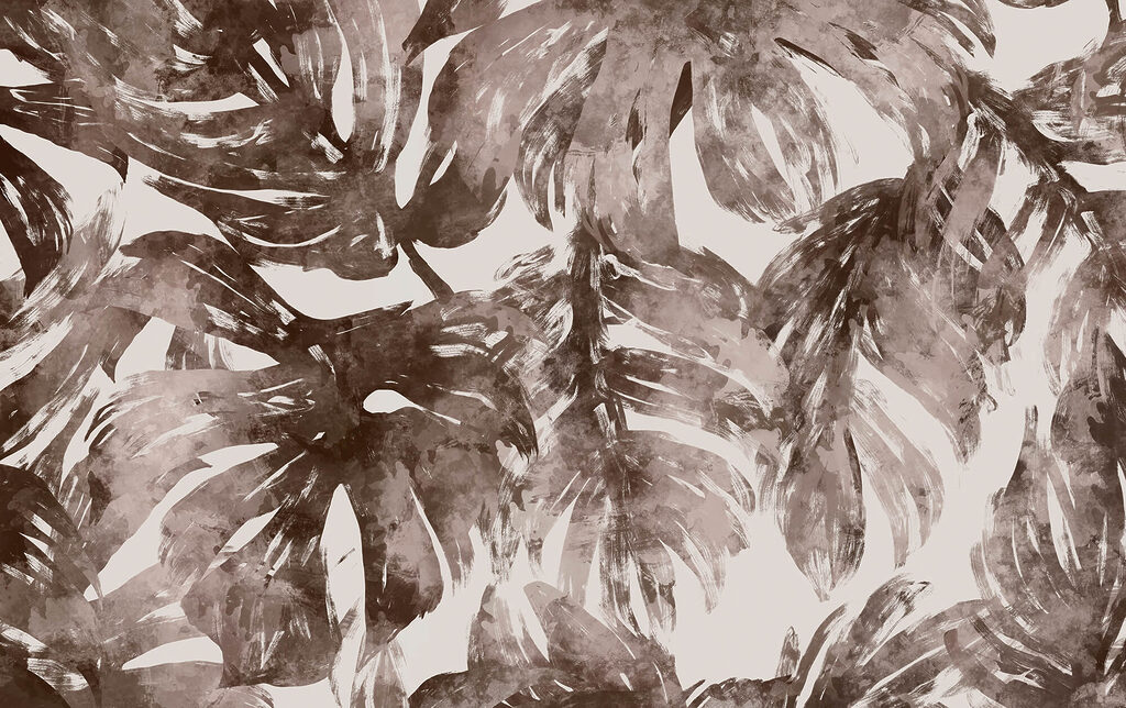 Monstera barna ecsetvonásokban — teljes motívum