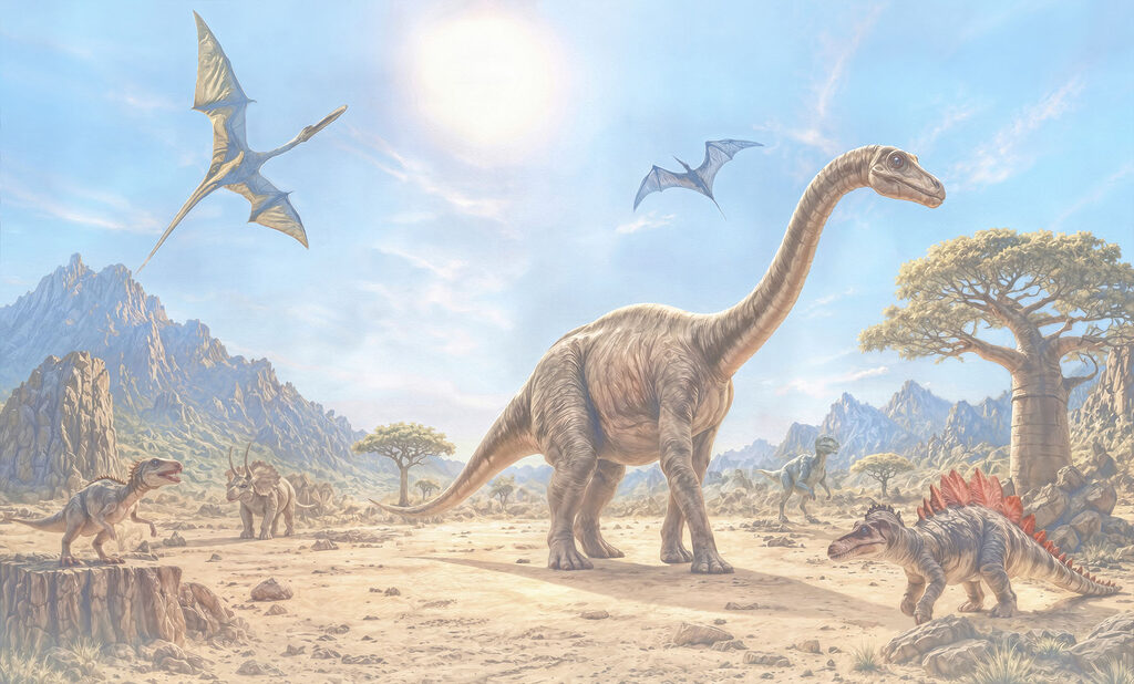 Dinoszauruszok a vízparton — teljes motívum