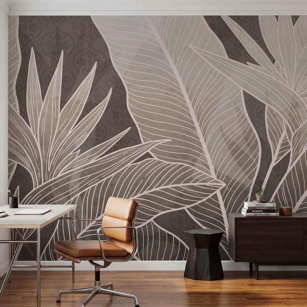 Trópusi levelek vonalas erezettel — lakásbelső 5