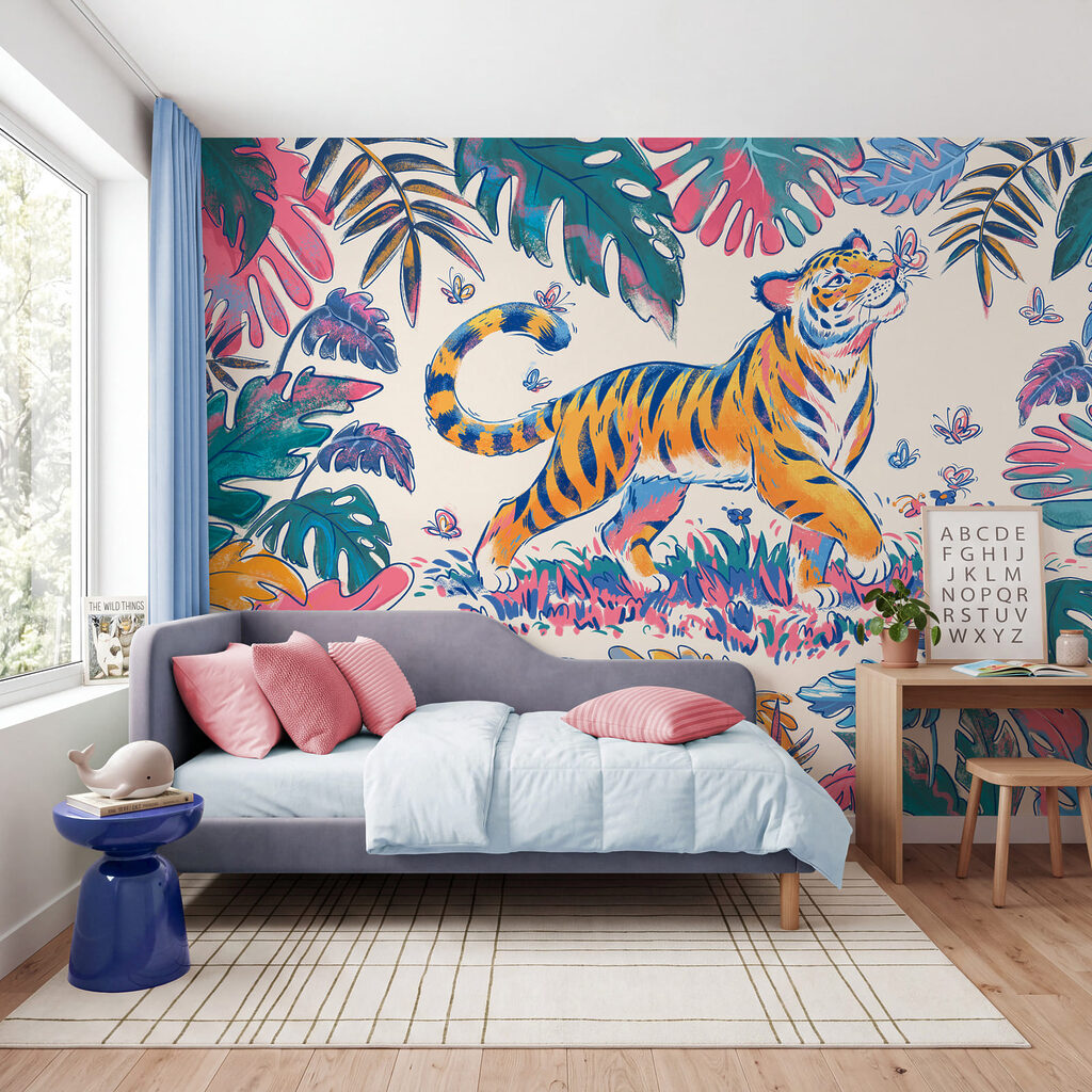 Tigris tarka levelek között — lakásbelső 3