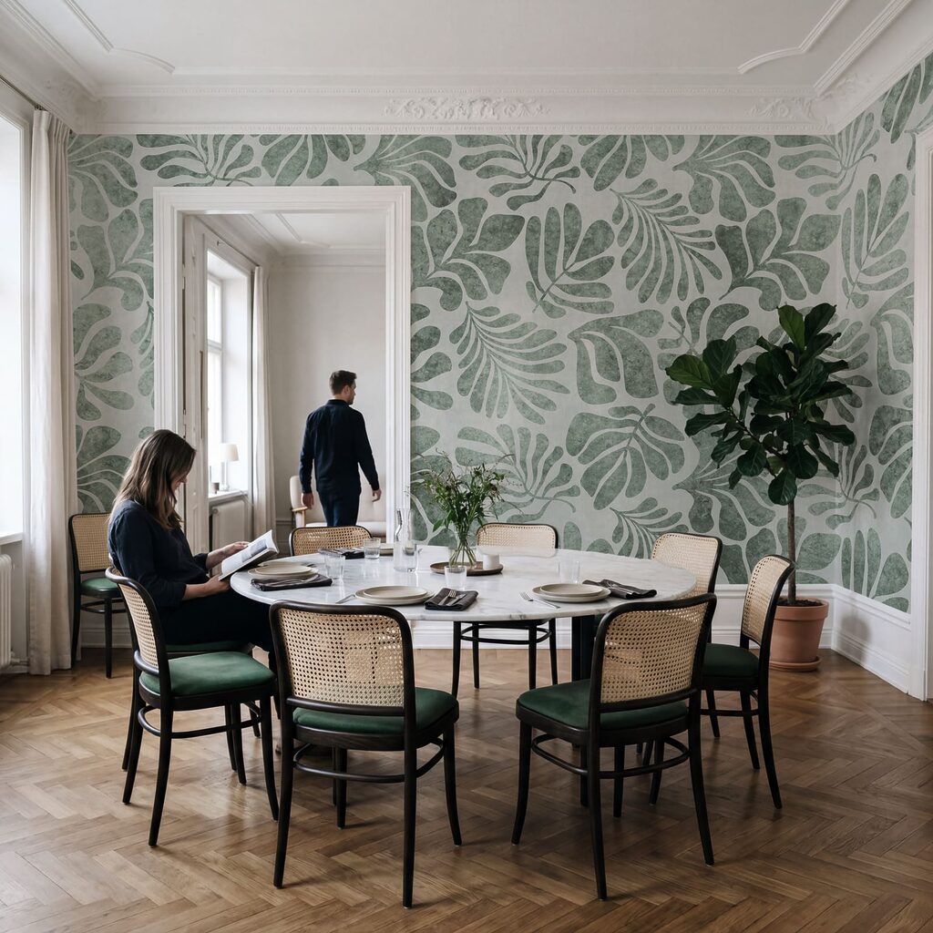Trópusi levelek lenyomatként — lakásbelső 4
