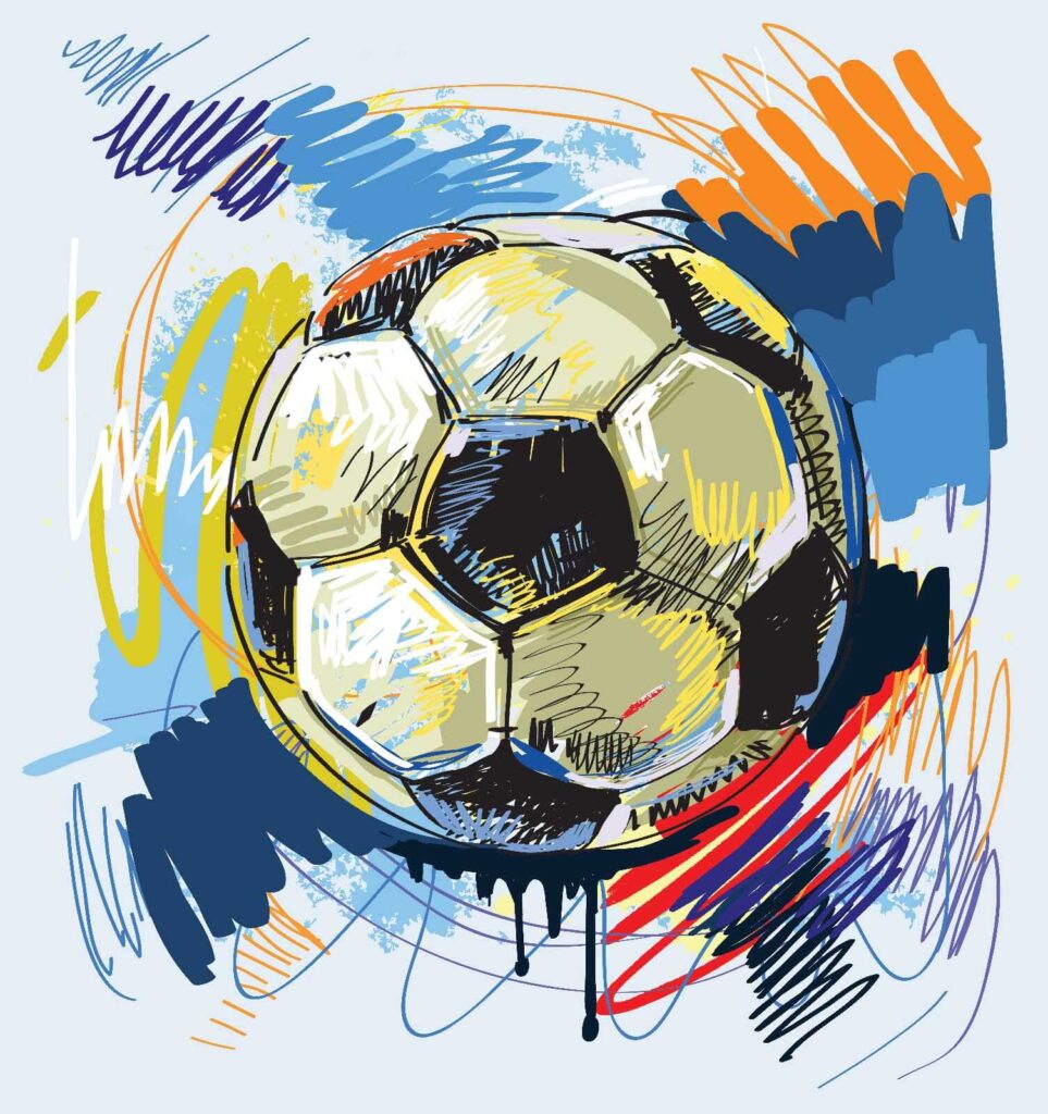 Futball színes firkák között — teljes motívum