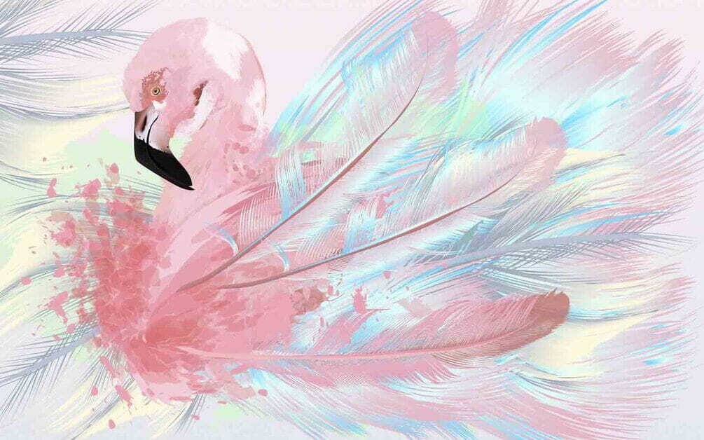 Flamingó pasztell sávokban — teljes motívum