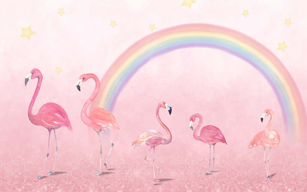 Flamingók szivárvány alatt — teljes motívum