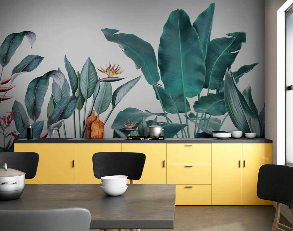 Zöld trópusi növények fehéren — lakásbelső 7