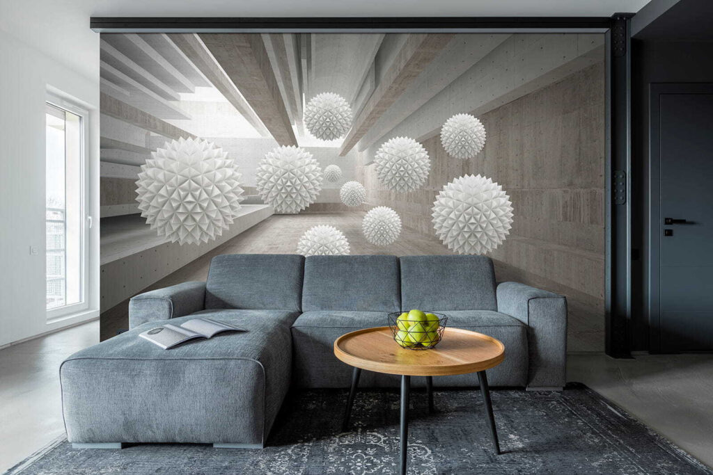 Tüskés gömbök betonfolyosón — lakásbelső 7