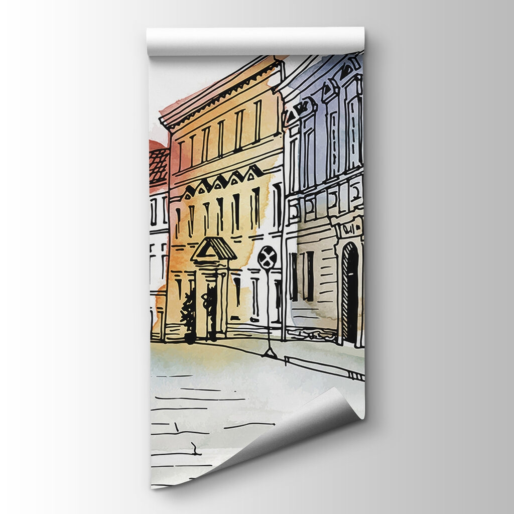 Pasztell házak kanyarban — termékábrázolás