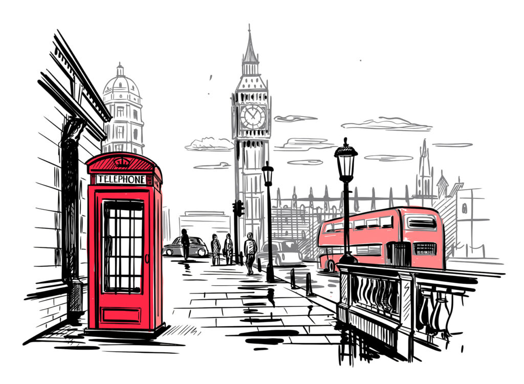 Piros londoni utcák — teljes motívum