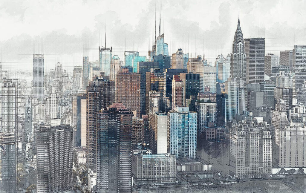 Manhattan szürke fátyolok mögött — teljes motívum