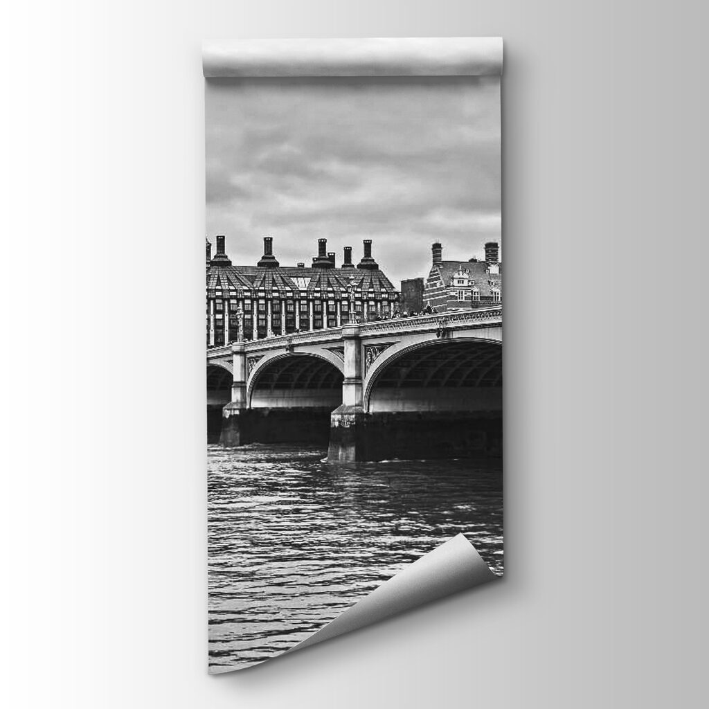 Piros busz Westminster mellett — termékábrázolás