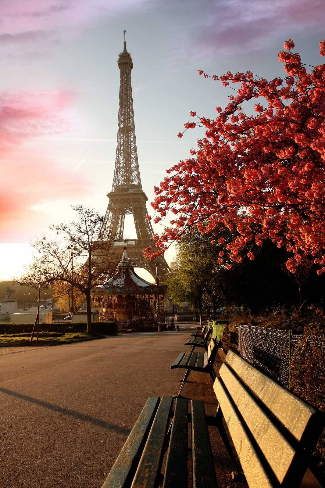 Eiffel-torony vörös lombok alatt — teljes motívum
