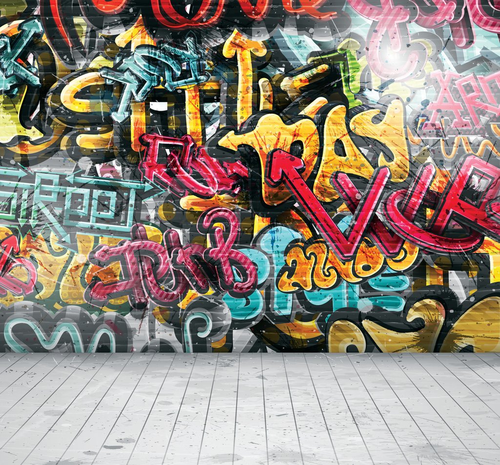 Graffitikkel teli fal — teljes motívum