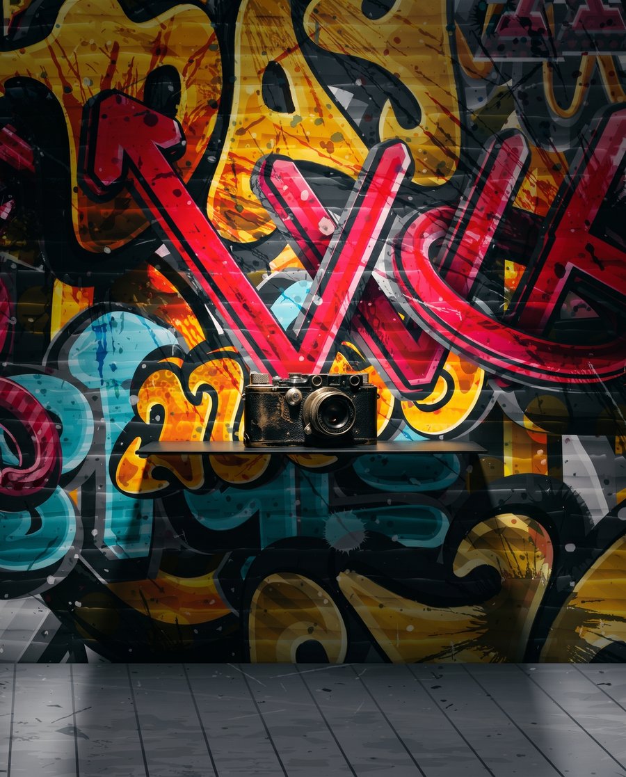 Graffitikkel teli fal — lakásbelső 8