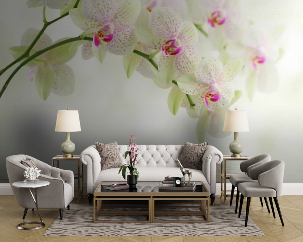 Világos orchidea vízhullámok felett — lakásbelső 1