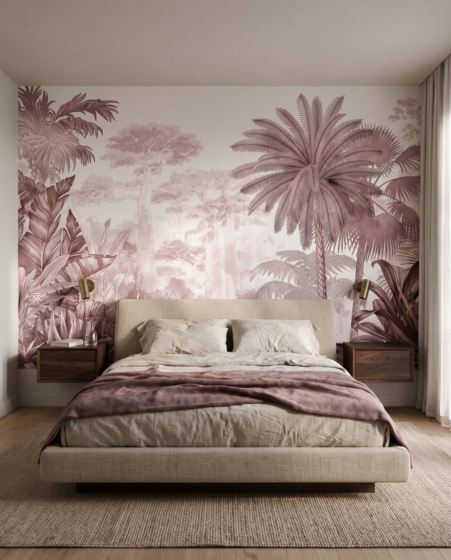 Magas pálma finoman rajzolva — lakásbelső 2