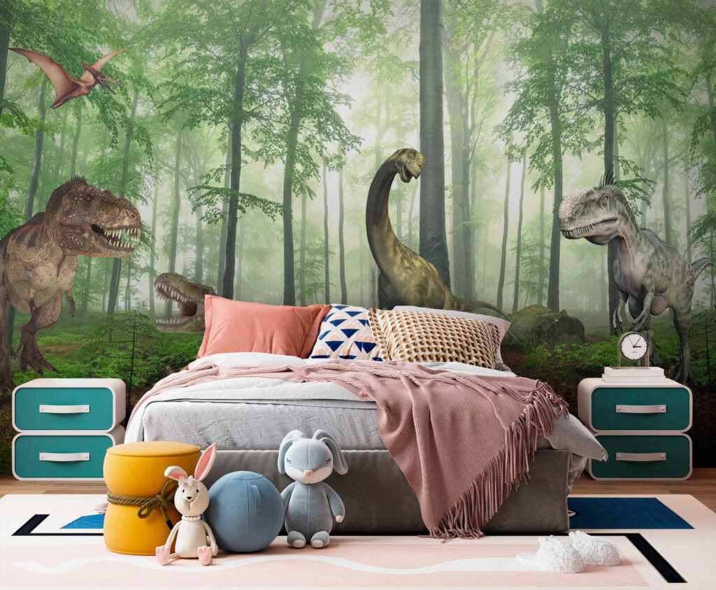 Dinoszauruszok napos erdőben — lakásbelső 2