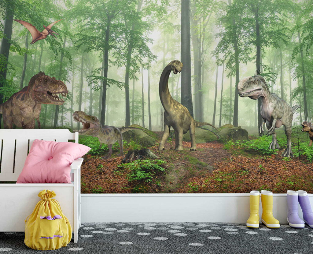 Dinoszauruszok napos erdőben — lakásbelső 3