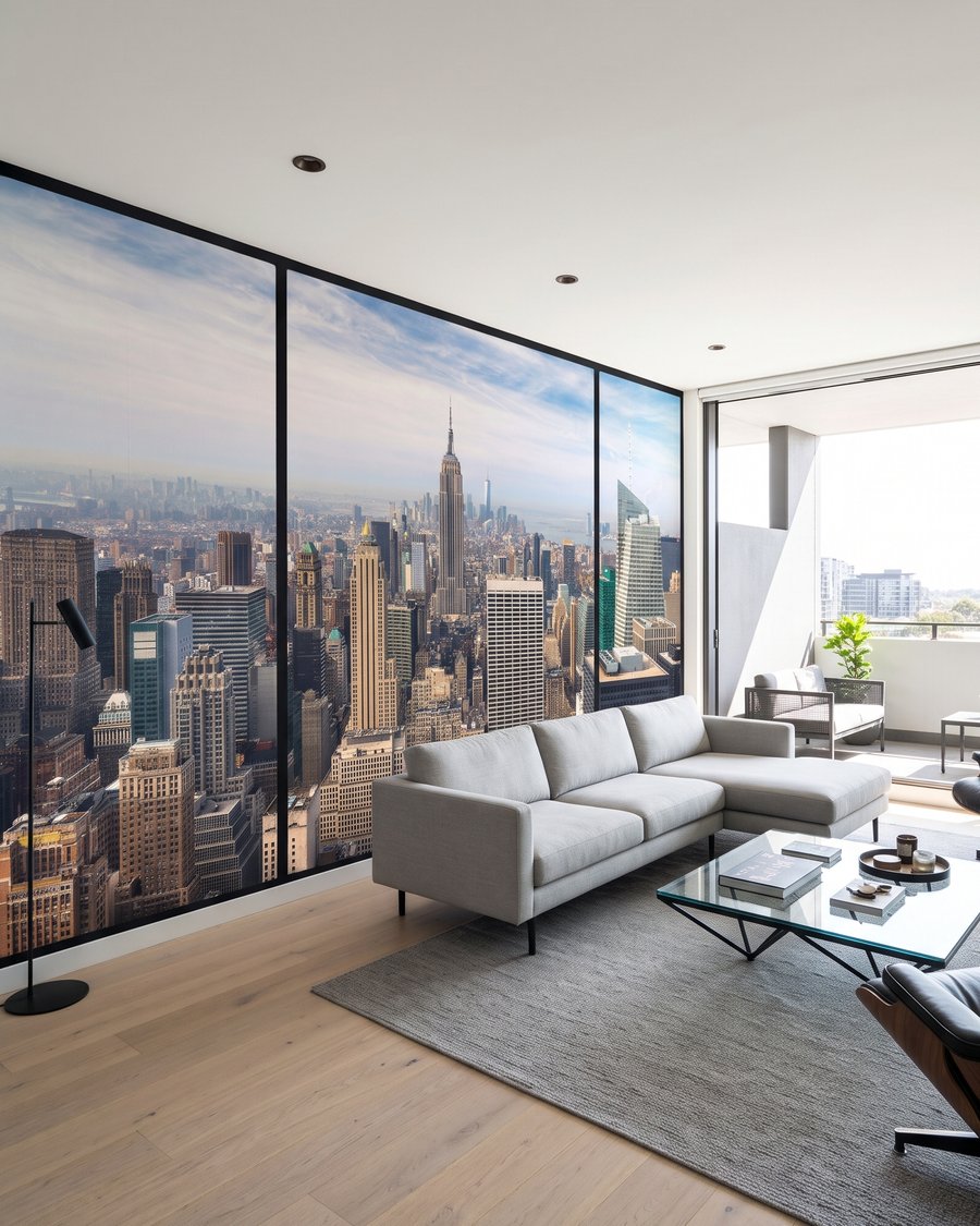Manhattan fekete keretben egy belső térben