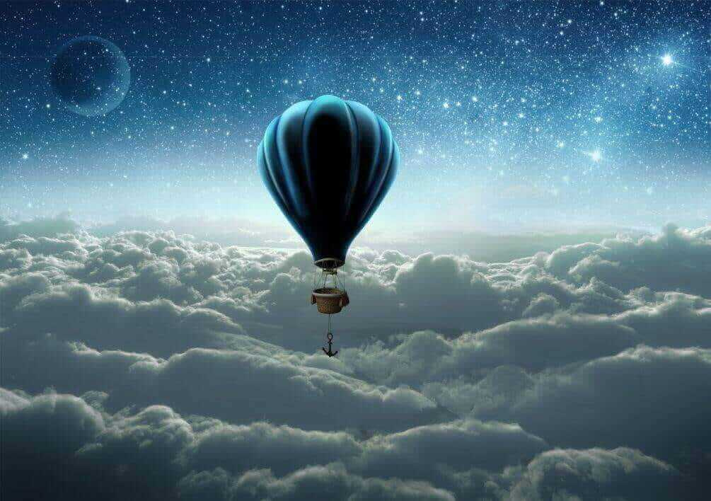 Hőlégballon a csillagok alatt — teljes motívum