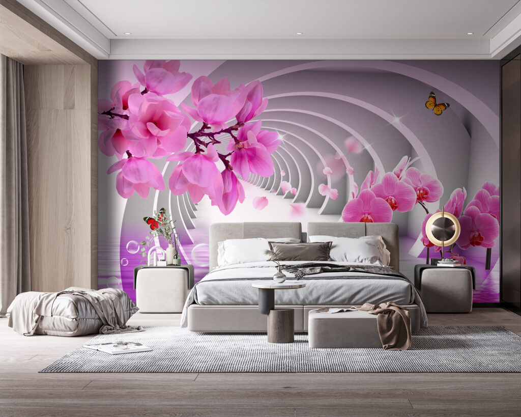 Orchideák rózsaszín íveken — lakásbelső 2