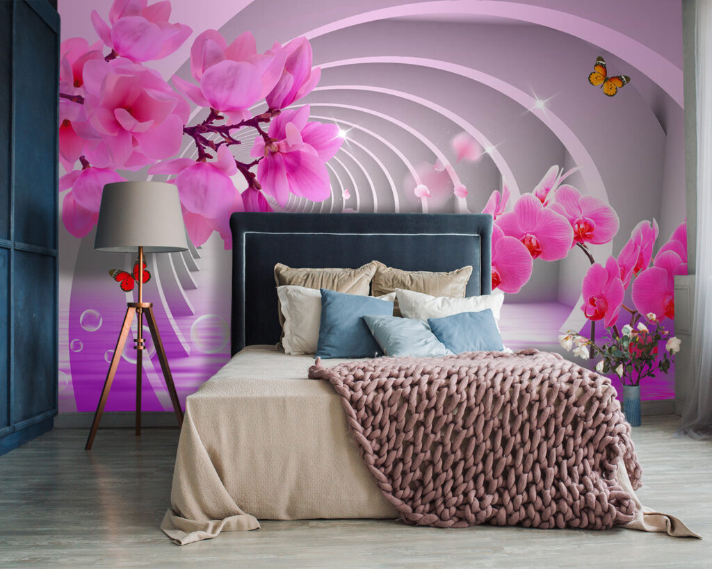 Orchideák rózsaszín íveken — lakásbelső 3