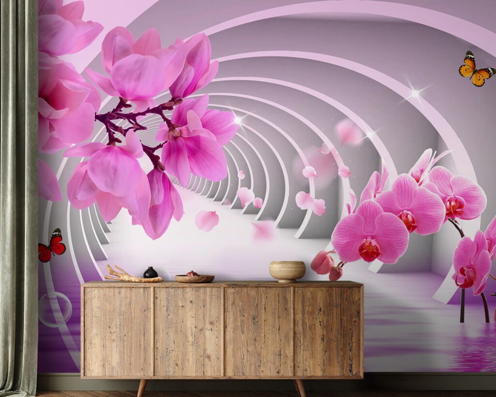 Orchideák rózsaszín íveken — lakásbelső 1