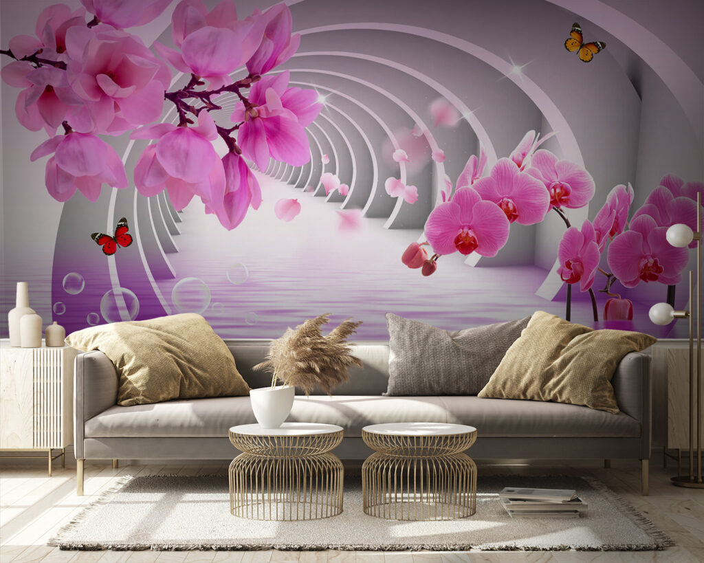 Orchideák rózsaszín íveken — lakásbelső 4